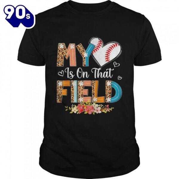 Leopard baseball mom my heart is on that field mother’s day shirt