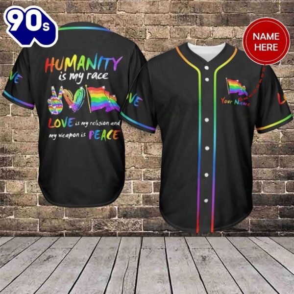 Lgbt Humanity Love Peace Custom Name Baseball Jersey Shirt