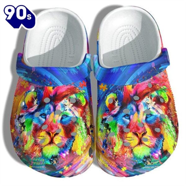 Lion Autism Dad Shoes Autism Awareness Shoes Gifts Son Father Day Personalized Clogs