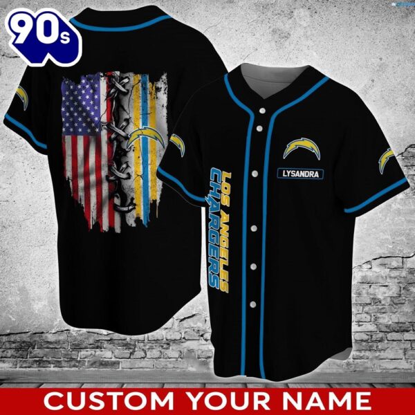 Los Angeles Chargers NFL Custom Name Baseball Jersey Shirt