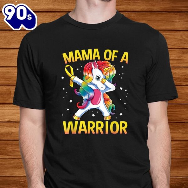 Mama Of A Warrior Childhood Cancer Awareness Unicorn Shirt