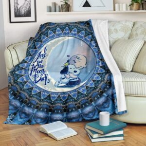 Mandala Snoopy I Love You To The Moon Back Fleece Blanket, Premium Comfy Sofa Throw Blanket Gift Mother Day Gift