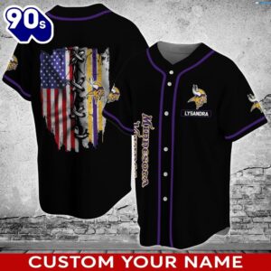 Minnesota Vikings NFL Personalized Custom Name Baseball Jersey Shirt