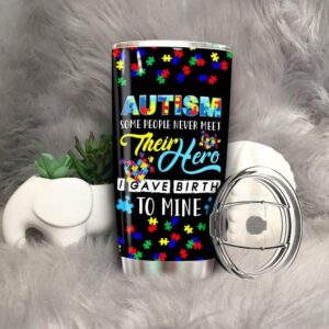 Mom Dad Hero Autism Awareness Puzzle Tumblers Gift 1