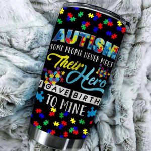 Mom Dad Hero Autism Awareness Puzzle Tumblers Gift 2