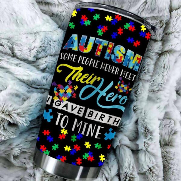 Mom Dad Hero Autism Awareness Puzzle Tumblers Gift