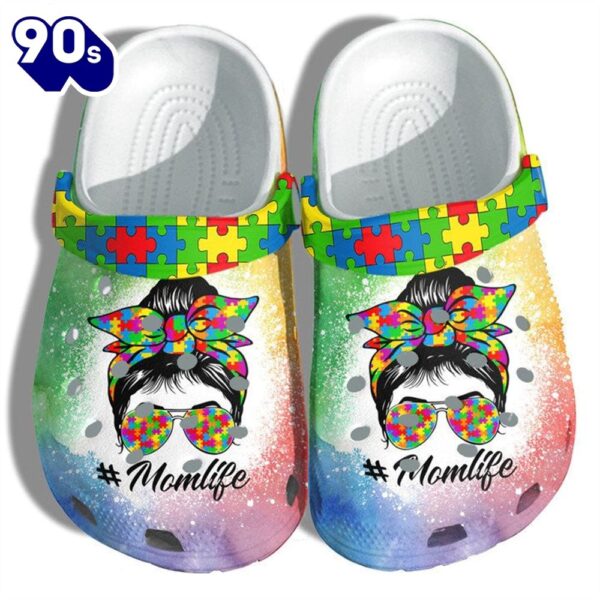 Mom Life With Puzzle Autism Awareness Shoes Personalized Clogs