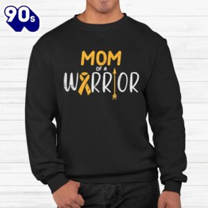 Mom Of A Warrior Childhood Cancer Ribbon Awareness Shirt 2