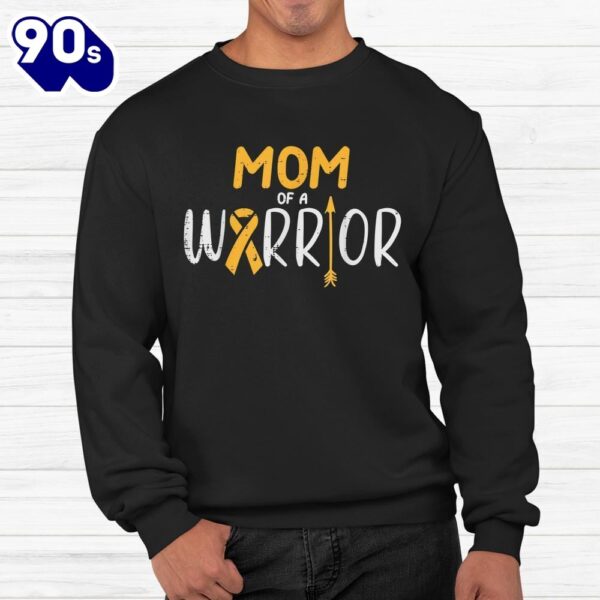 Mom Of A Warrior Childhood Cancer Ribbon Awareness Shirt