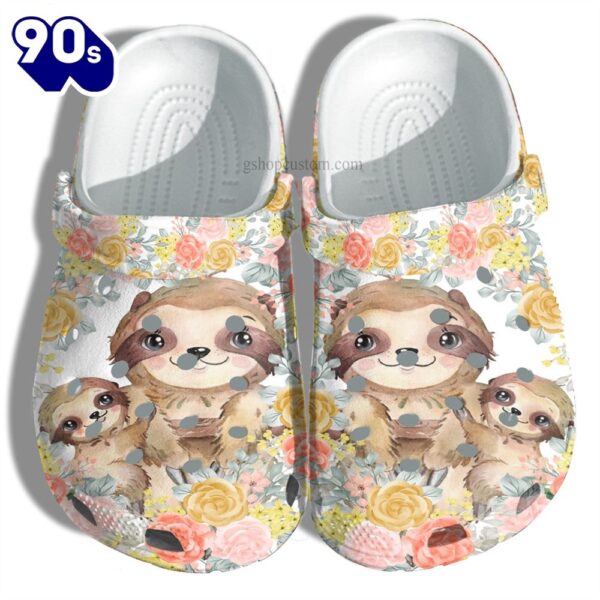 Mom Sloth Baby Flower Sloth Grandma Mother Day Clog Personalize Name