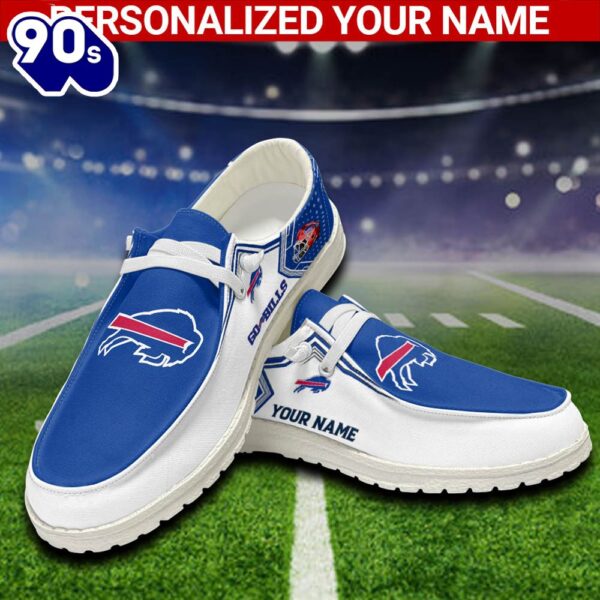 NFL Buffalo Bills Canvas Loafer Shoes Personalized Your Name, Sport Team Shoes