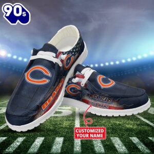 NFL Chicago Bears Canvas Loafer Shoes Custom Name New Arrival