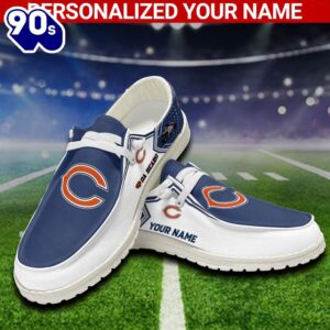 NFL Chicago Bears Canvas Loafer Shoes Personalized Your Name, Sport Team Shoes