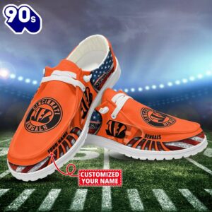 NFL Cincinnati Bengals Canvas Loafer Shoes Custom Name New