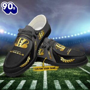NFL Cincinnati Bengals Canvas Loafer Shoes Custom Your Name Sport Shoes For Fan