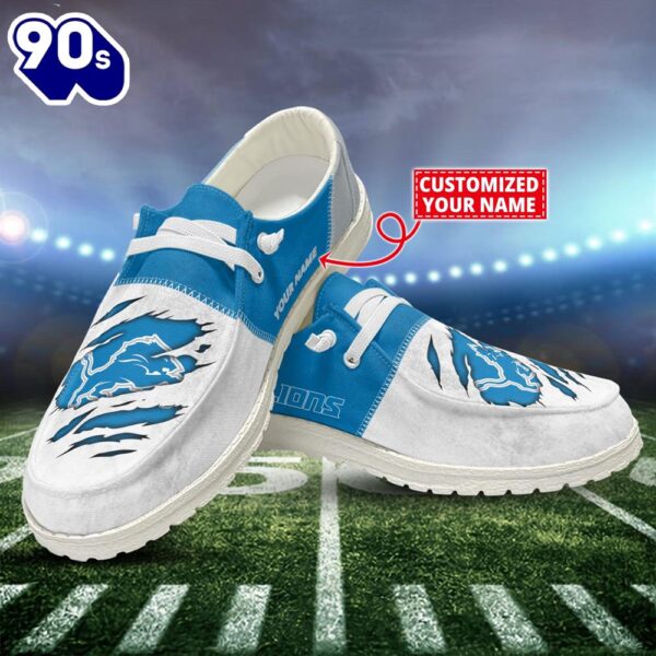 NFL Detroit Lions Canvas Loafer Shoes Custom