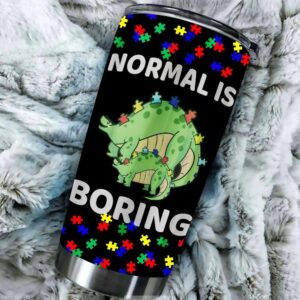 Normal Is Boring Autism Awareness Stegosaurus Dinosaur Mom Tumbler 2