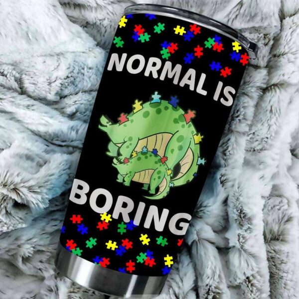 Normal Is Boring Autism Awareness Stegosaurus Dinosaur Mom Tumbler