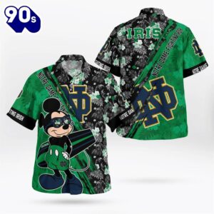 Notre Dame Fighting Irish Mickey Mouse Floral Short Sleeve Hawaii Shirt