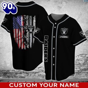 Oakland Raiders NFL Personalized Custom Name Baseball Jersey Shirts