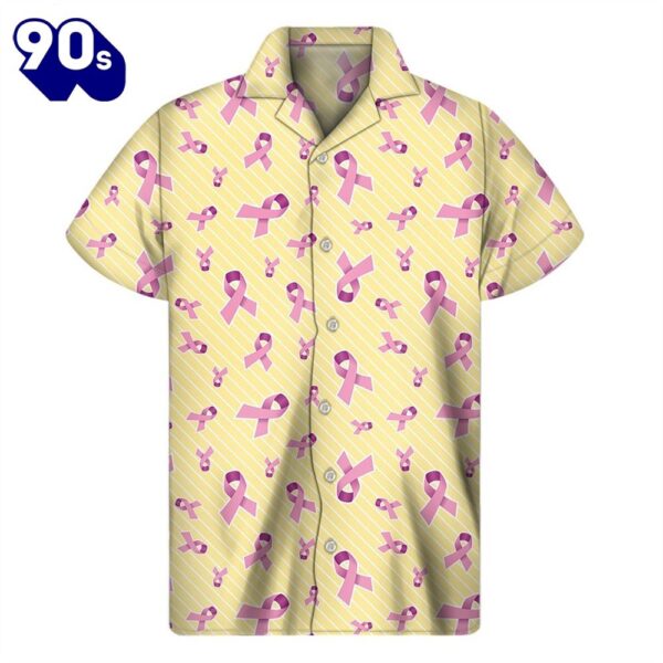 Pastel Breast Cancer Awareness Print Men’s Short Sleeve Shirt