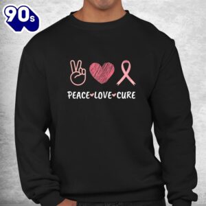 Peace Love Cure Breast Cancer Awareness Woshirt 2