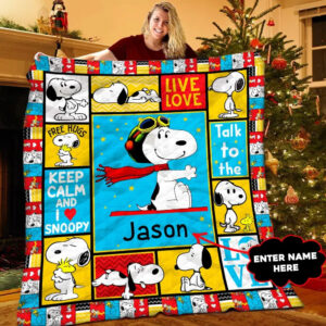 Peanuts Snoopy Keep Calm And I Love Snoopy Personalized Christmas Gift, Peanuts Snoopy Blanket Mother Day Gift