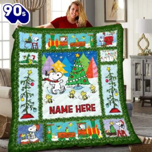 Peanuts Snoopy Merry Christmas Personalized, Peanuts Snoopy Blanket Mother Day Gift
