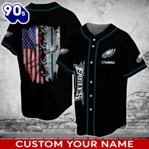 Philadelphia Eagles NFL Custom Name Baseball Jersey Shirts