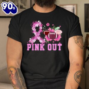 Pink Out Breast Cancer Awareness Football Pink Ribbon Shirt 2