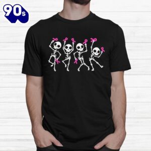 Pink Ribbon Breast Cancer Awareness Skeleton Shirt 1