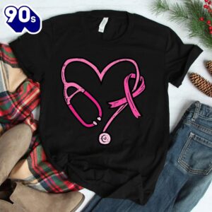 Pink Stethoscope Nurse Medical Breast Cancer Awareness Shirt 2