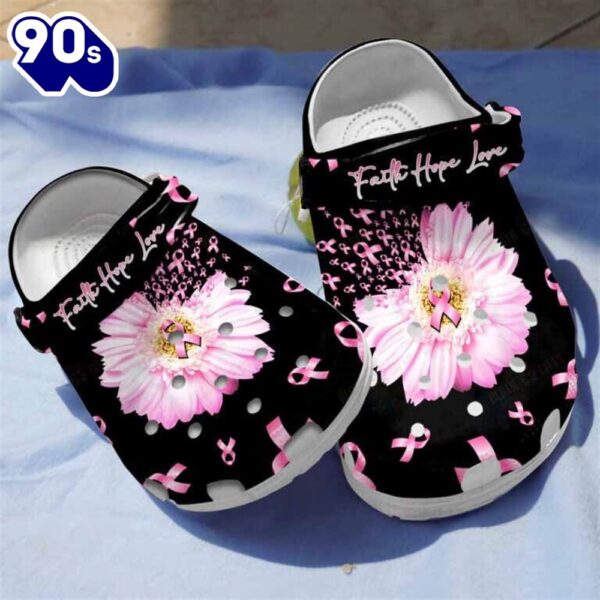 Pink Sunflower Breast Cancer Awareness Clog Personalize Name