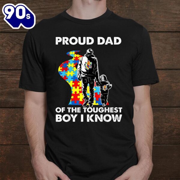 Proud Autism Dad Father And Son Autism Awareness Shirt
