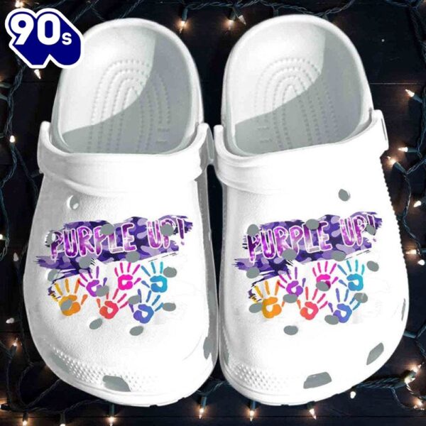 Purple Up Shoes Military Child Awareness Sport Personalized Clogs