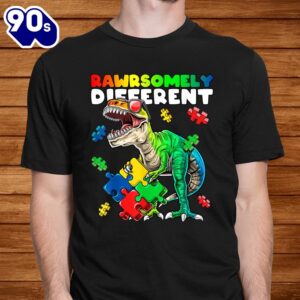 Rawrsomely Different Dinosaur Autism Awareness Puzzle Shirt 1