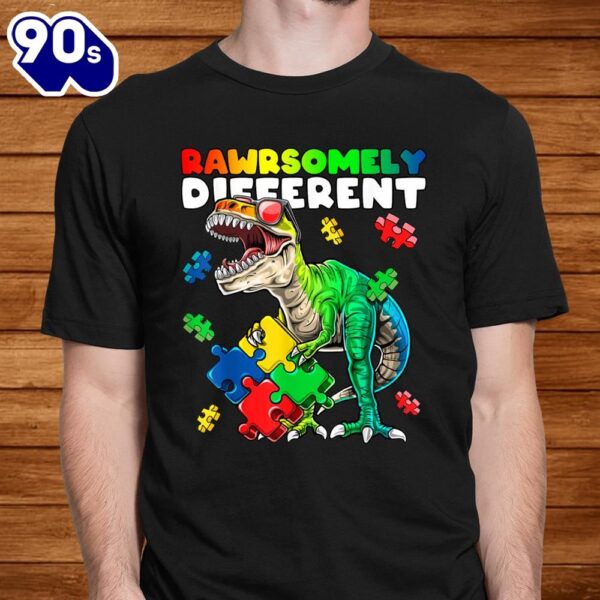 Rawrsomely Different Dinosaur Autism Awareness Puzzle Shirt