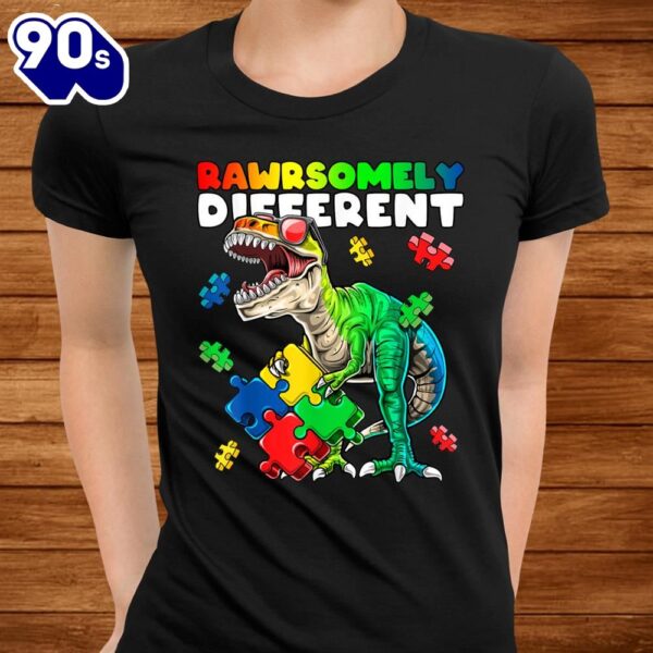 Rawrsomely Different Dinosaur Autism Awareness Puzzle Shirt