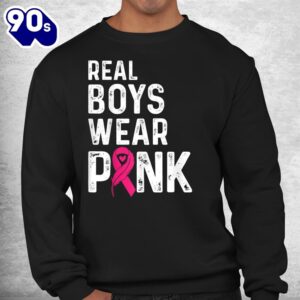 Real Boys Wear Pink Ribbon Breast Cancer Awareness Shirt 2