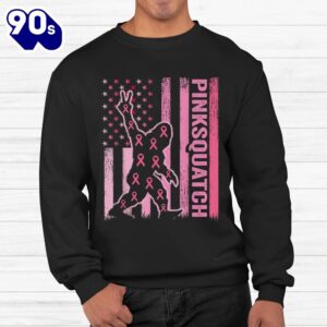 Sasquatch Breast Cancer Awareness American Flag Bigfoot Shirt 2