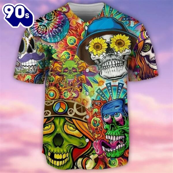 Skull Life Style Hippie Baseball Jersey Shirt