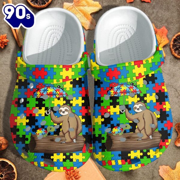 Sloth And Autism Turtle – Autism Awareness Shoes Gifts For Men Women Personalized Clogs