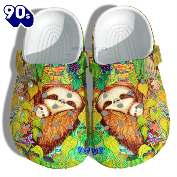 Sloth Mom Shoes – Baby Sloth Mom Jungle Shoes Gift Mother Day Personalized Clogs