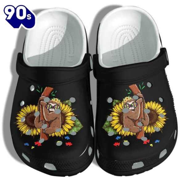 Sloth Sunflower Puzzle Custom Clog Personalize Autism Awareness Puzzle Daughter Girl