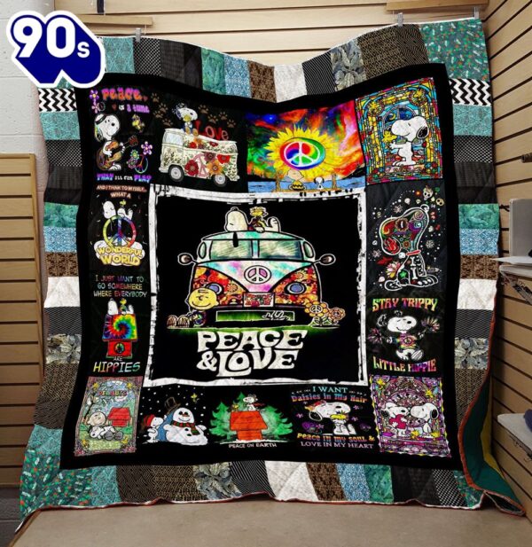 Snoopy Peace And Love Hippie, Snoopy Stay Trippy Blanket Mother Day Gift