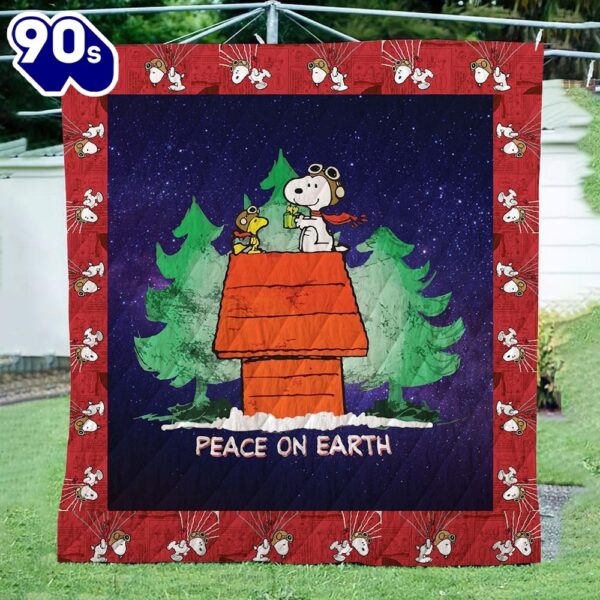 Snoopy Peace On Earth The Peanuts Cartoon 1k115 Gift Lover Blanket Mother Day Gift