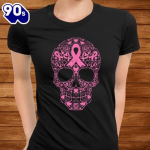 Sugar Skull Pink Ribbon Calavera Breast Cancer Awareness Shirt 2