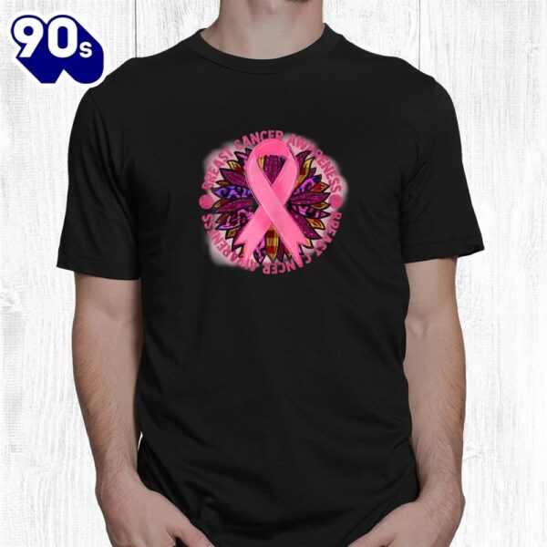 Sunflower Pink Ribbon Breast Cancer Awareness Warrior Shirt
