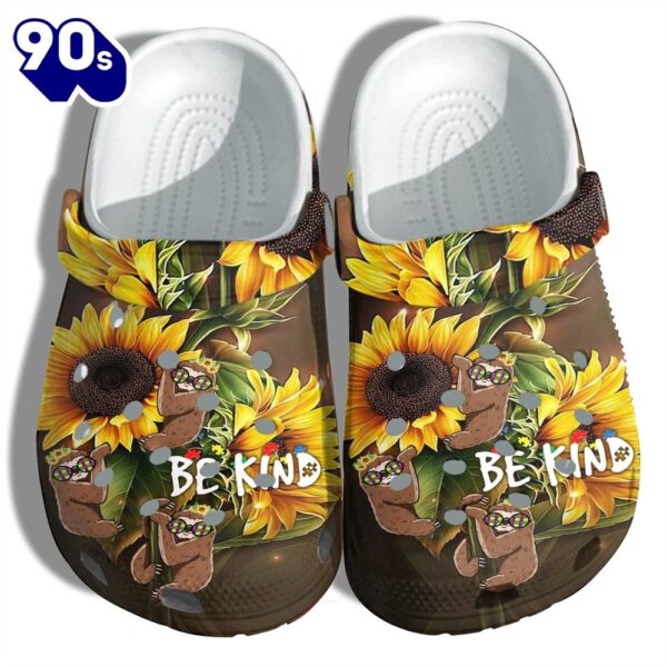Sunflower Sloth Autism Be Kind Autism Awareness Sloth Funny Clog Personalize Name