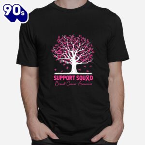Support Squad Breast Cancer Awareness Fall Tree Pink Ribbon Shirt 1